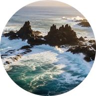 Dramatic volcanic shorelines